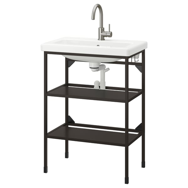 Enhet Tvallen Mueble Lavabo Abierto 2 Baldas Antracita Grifo Glypen Ikea