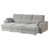 Sofá gris ESKILSTUNA con respaldo alto, reposacabezas ajustables y chaise longue. Diseño moderno y confortable con tejido mezcla de algodón y poliéster.