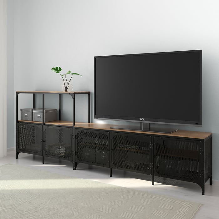 FJÄLLBO Mueble TV, negro, 250x36x95 cm IKEA