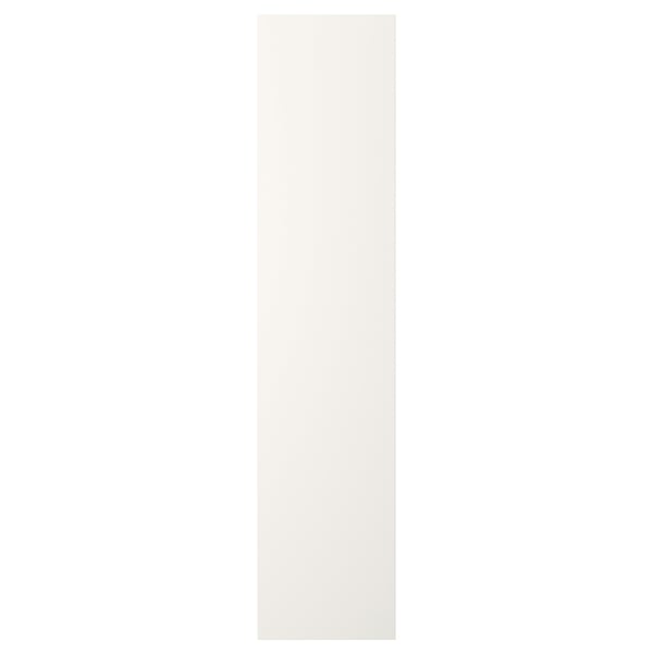 Una puerta FONNES blanca para el almacenamiento de la platsa. Diseño sencillo y versátil, fabricado en tablero de partículas con acabado de papel de aluminio.