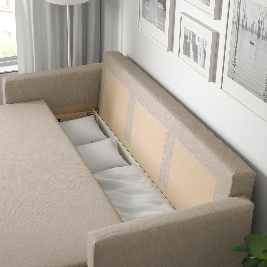 FRIHETEN Sofá cama 3 plazas Hyllie beige IKEA