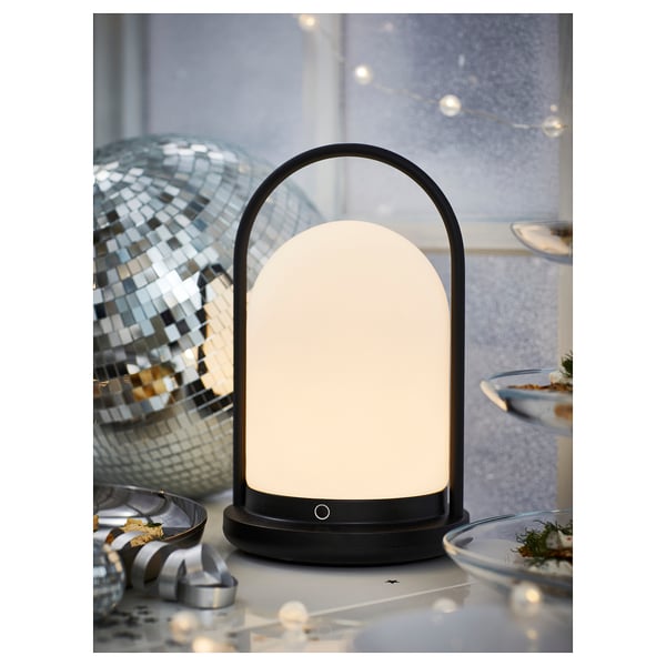 FRÖJDA Farol LED, a pilas exterior/regulación intensidad luminosa negro, 28 cm