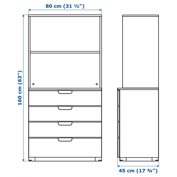 GALANT Almacenaje con cajones, chapa fresno c/ tinte negro, 80x160 cm