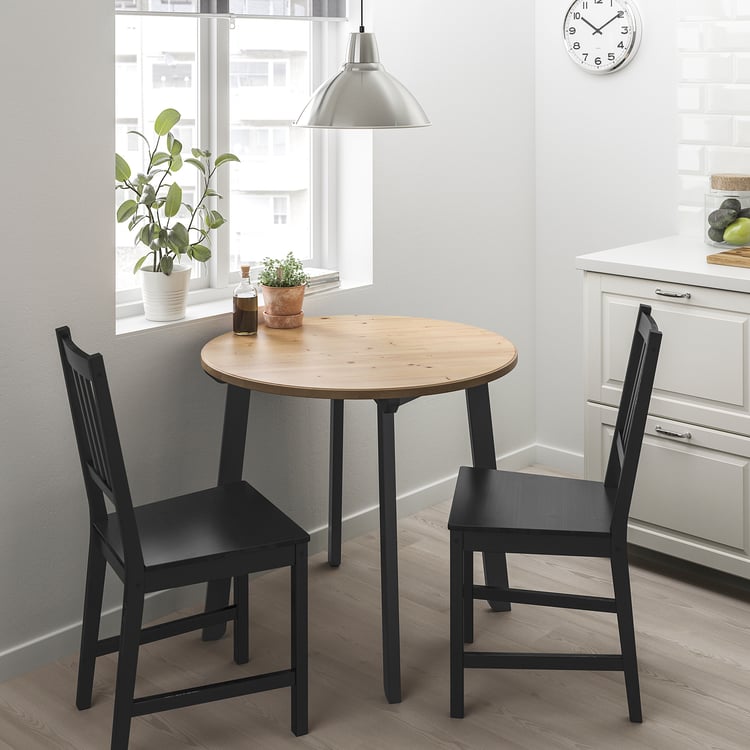 GAMLARED / STEFAN Table and 2 chairs, light antique stain, brown-black