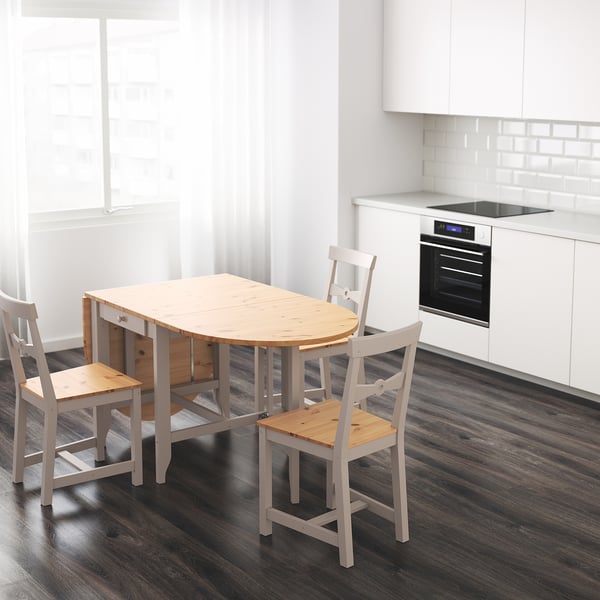 GAMLEBY Mesa alas abatibles, tinte envejecido claro, gris - IKEA