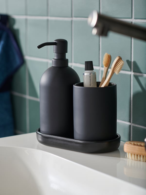 Elegante juego de accesorios de baño negro mate de 4 piezas juego