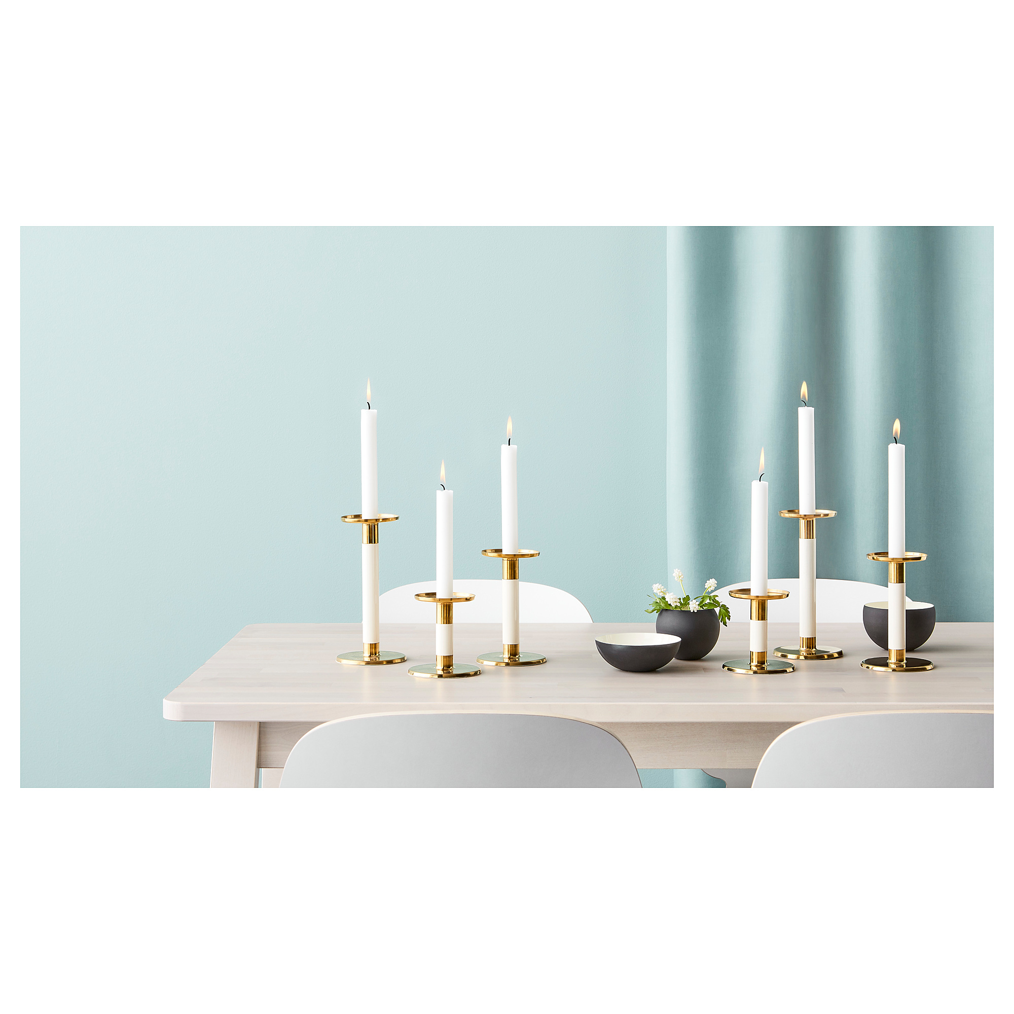 GLITTRIG Candelabro juego de 3, marfil, dorado IKEA