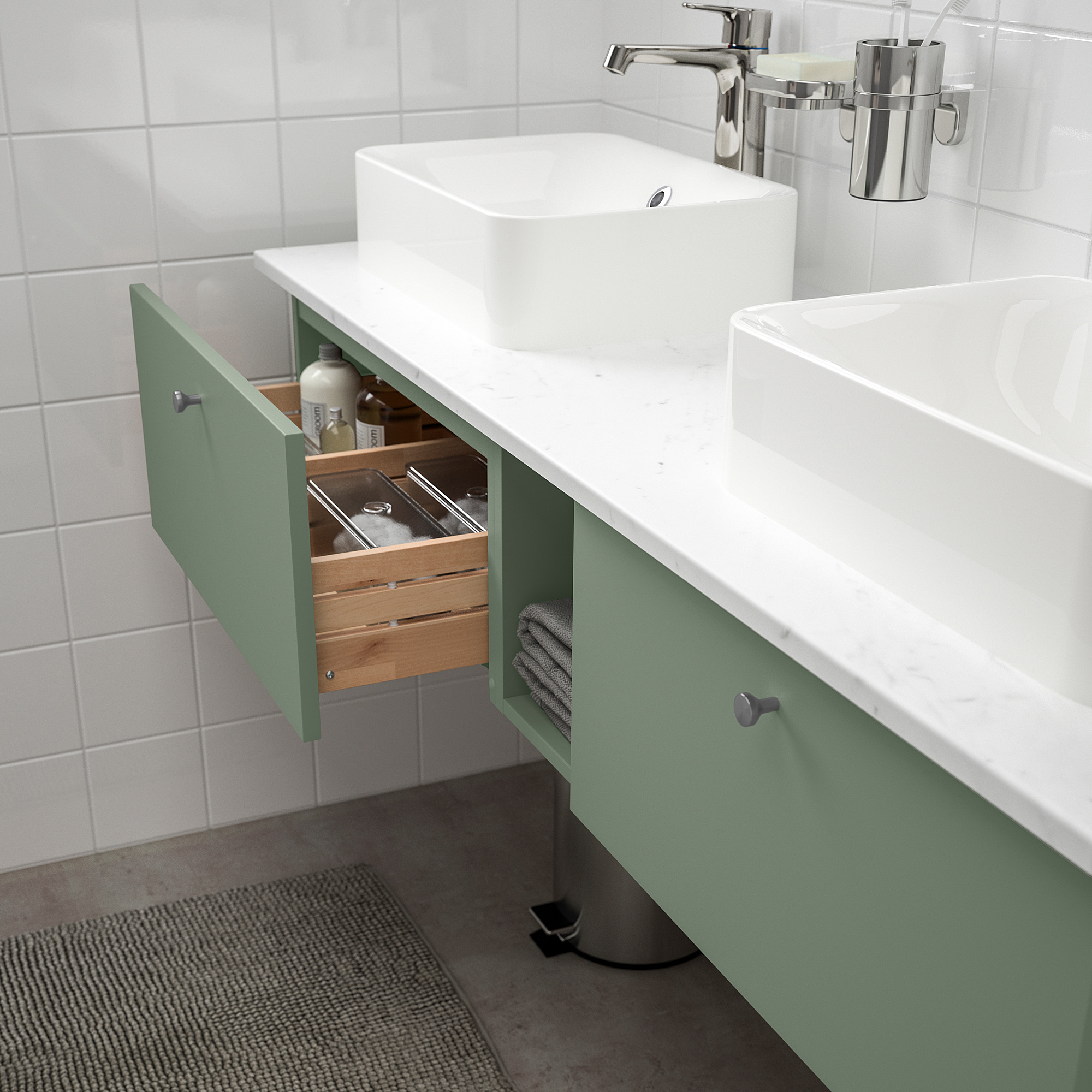 GODMORGON/TOLKEN / HÖRVIK Armario/lavabo +encimera - Gillburen verde