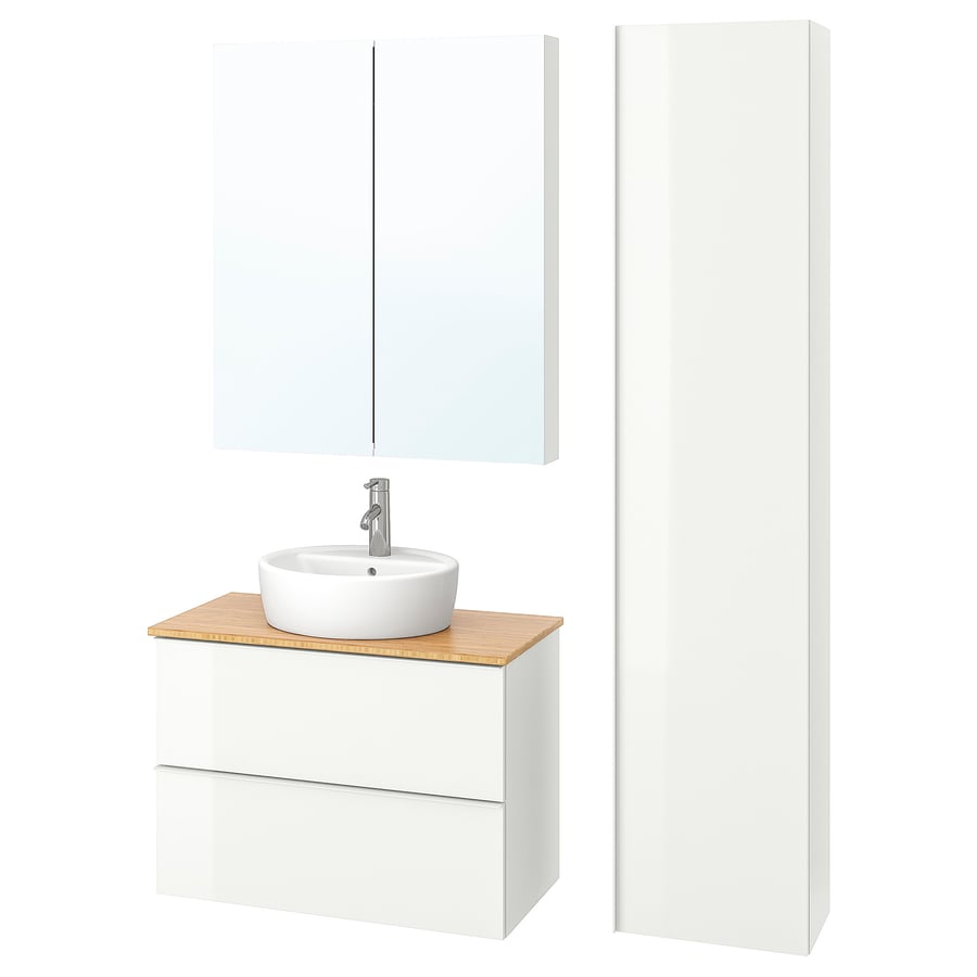 GODMORGON/TOLKEN / TÖRNVIKEN Muebles de baño j6, alto brillo blanco