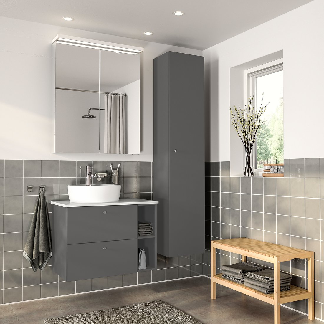 GODMORGON/TOLKEN / TÖRNVIKEN Muebles de baño j7 - Gillburen gris oscuro