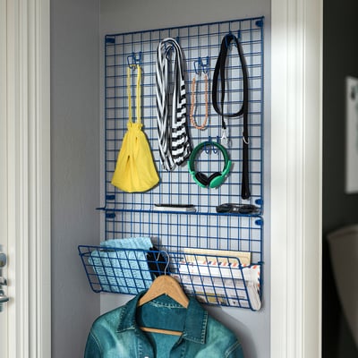 GREJIG Rejilla de pared con riel, azul, 58x59 cm