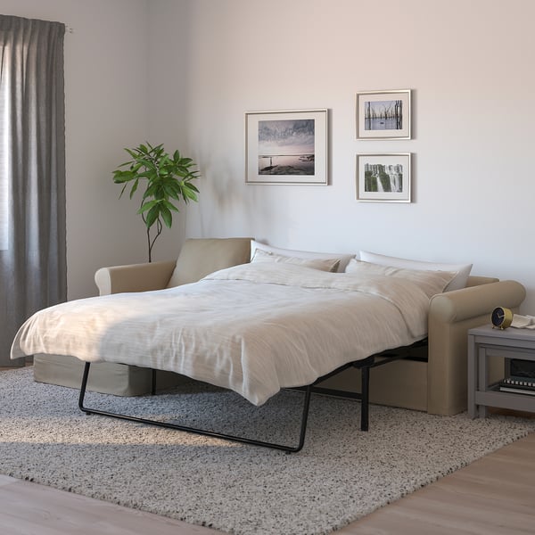 GRÖNLID Sofá cama 3 plazas +chaiselongue, Sporda natural IKEA