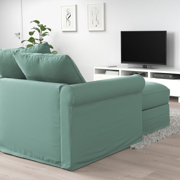 GRÖNLID Sofá cama 3 plazas +chaiselongue, Ljungen verde claro IKEA