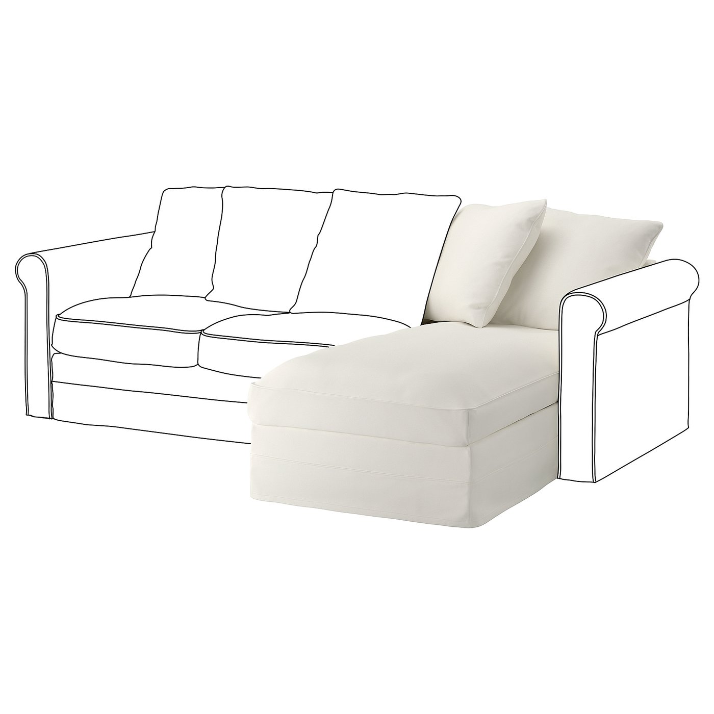 GRÖNLID módulo de chaiselongue, Inseros blanco IKEA