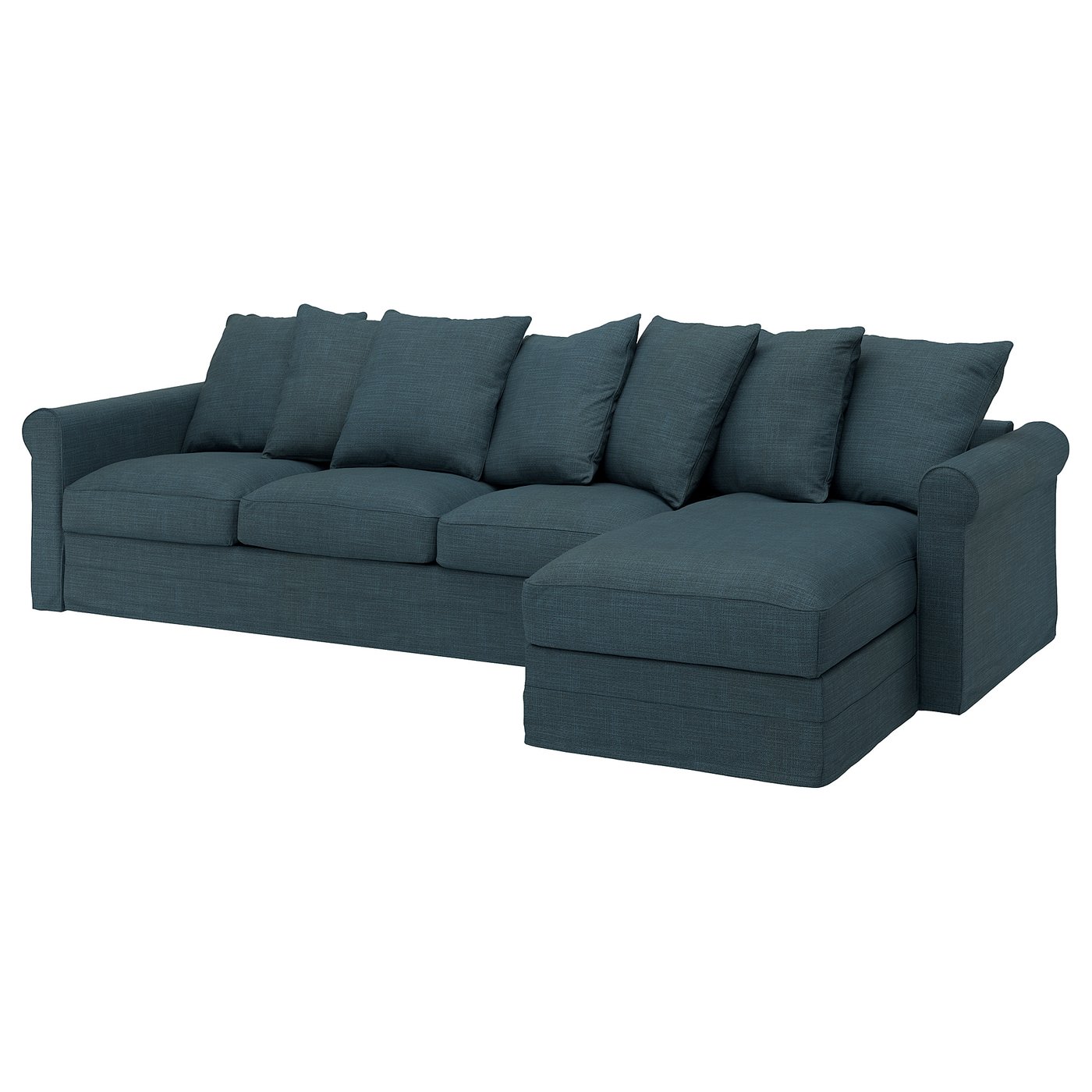 GRÖNLID Sofá 4 plazas, +chaiselongue/Hillared azul oscuro IKEA