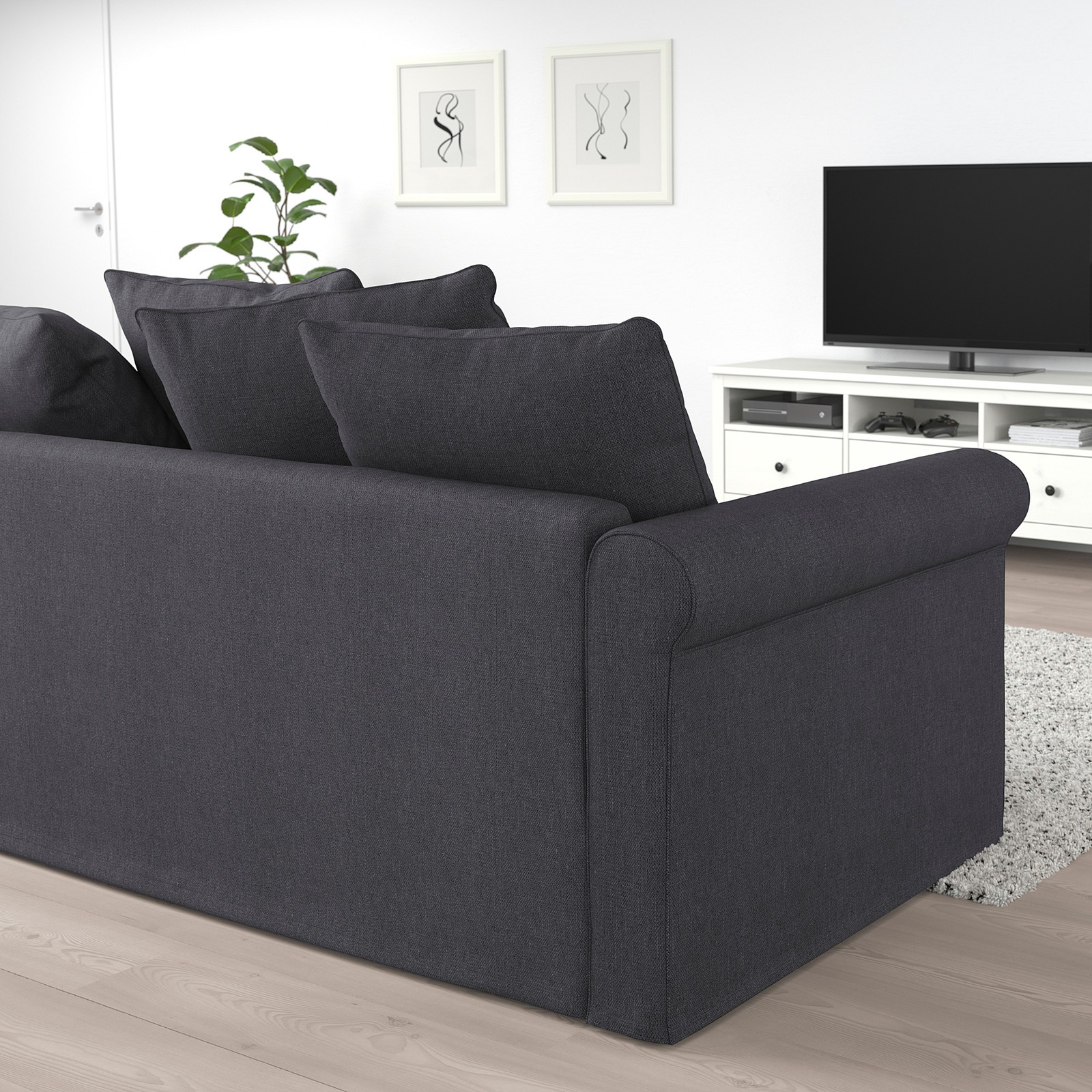 GRÖNLID Sofá cama 3 plazas, +extremo abierto/Sporda gris oscuro IKEA