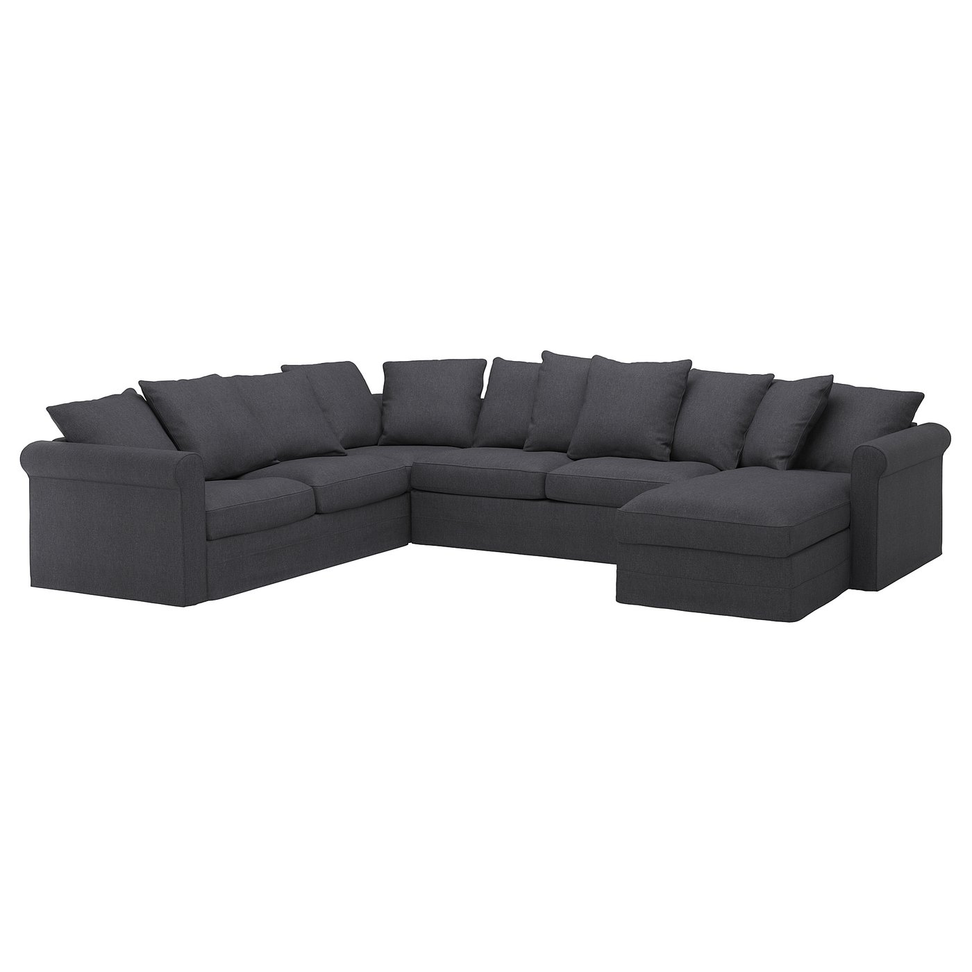 GRÖNLID sofá cama esquina 5 +chaiselongue, Sporda gris oscuro IKEA