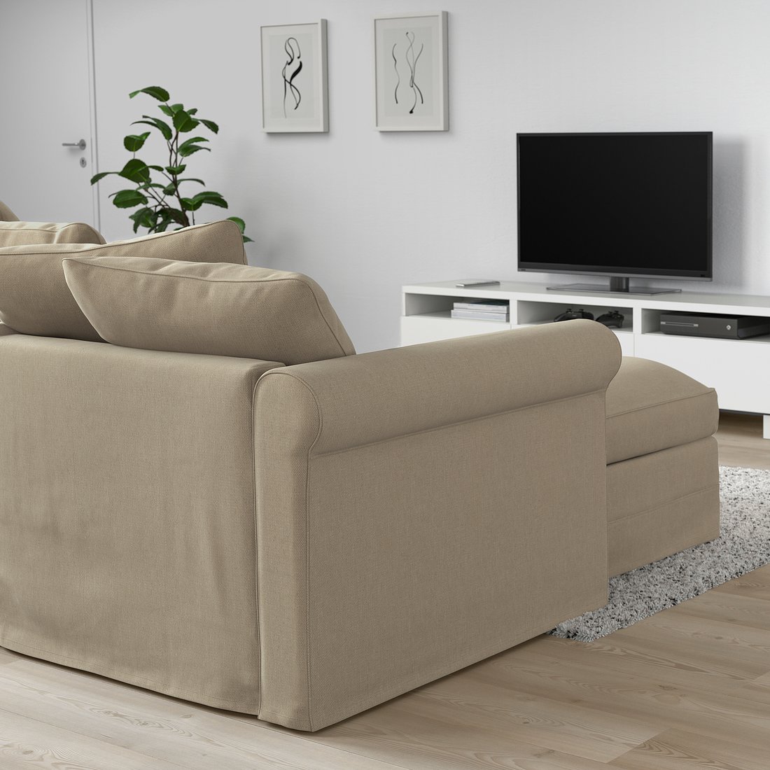 GRÖNLID Sofá cama esquina 5, +chaiselongue/Sporda natural IKEA