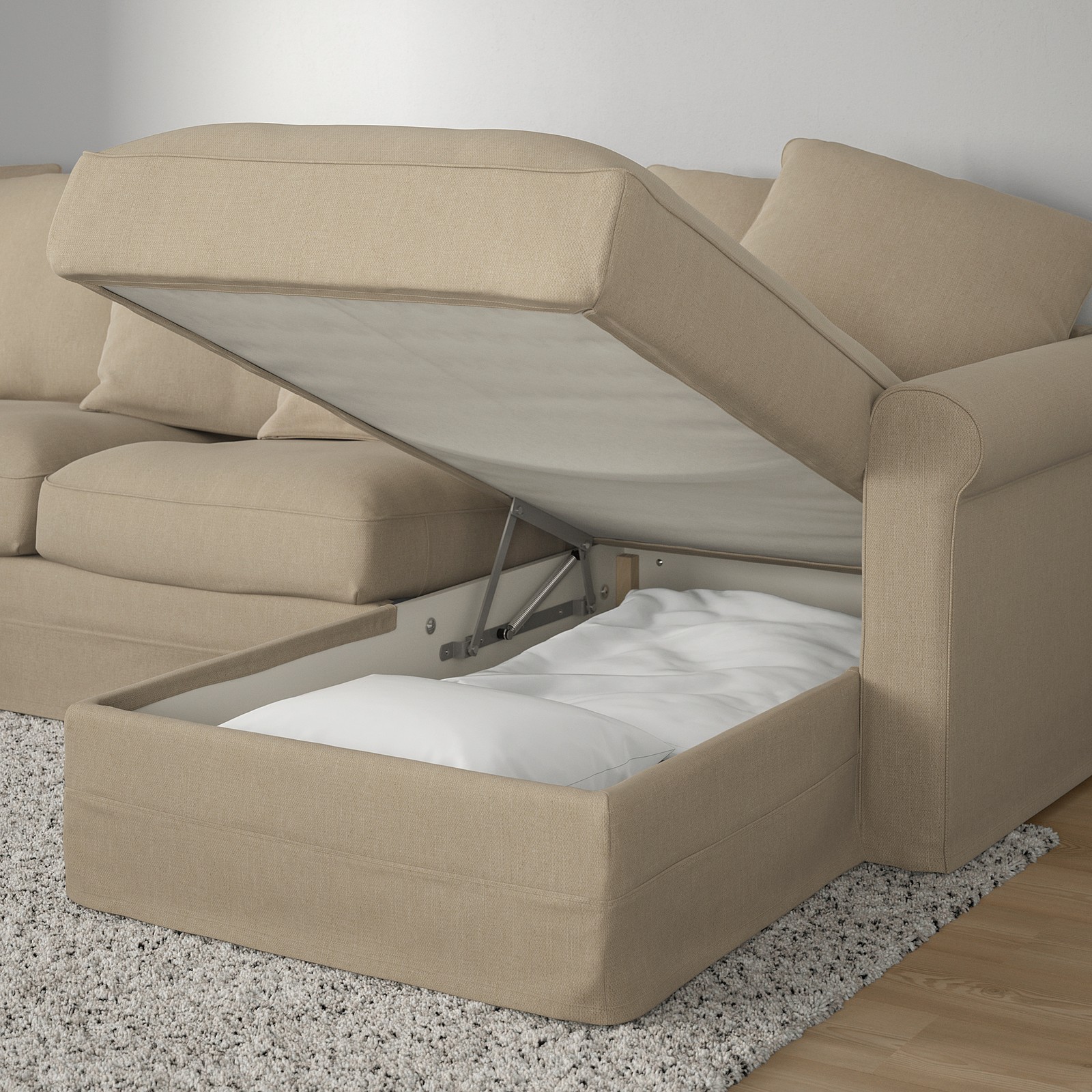 GRÖNLID Sofá cama esquina 5, +chaiselongue/Sporda natural IKEA