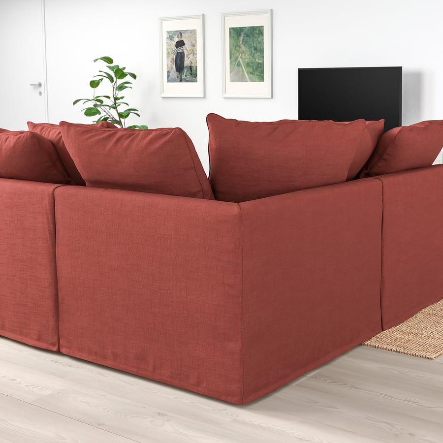 GRÖNLID Sofá rinconera de 4 plazas, Ljungen rojo claro IKEA