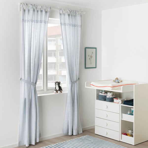 Wallpaper Gulsparv Cortinas Alzapanos 1par Rayas Azul Blanco 120x300 Cm For Android