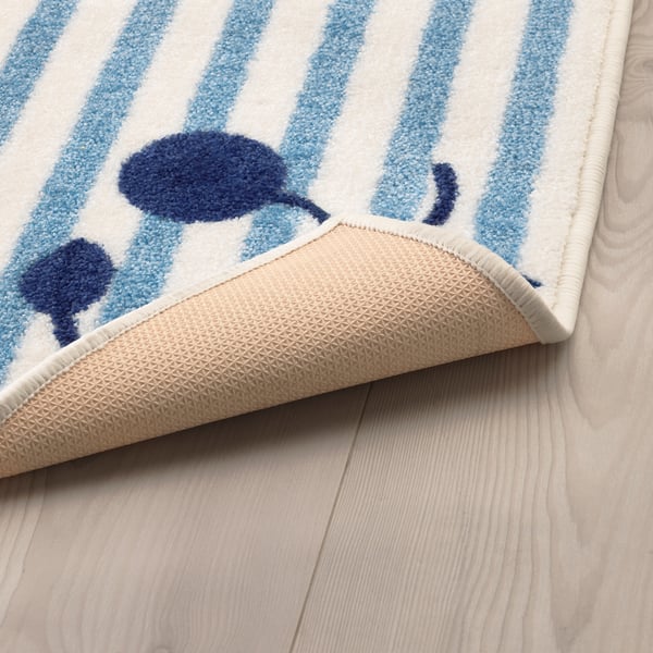 GULSPARV Alfombra, rayas azul, blanco, 133x160 cm - IKEA