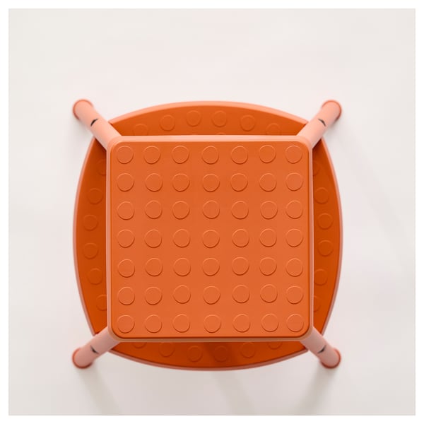 HADDARP Taburete con escalón, 4 lados naranja