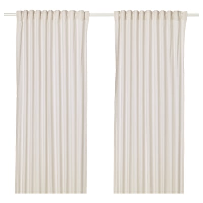 Cortinas HANNALILL color crema, simples, color sólido, algodón, paneles rectangulares.