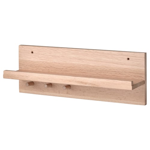 Perchero HÄSTVISKARE: madera clara, estante, ganchos, diseño sencillo.