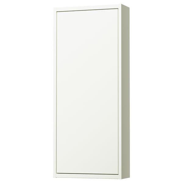 Armario de pared HAVBÄCK blanco con diseño elegante y estantes de cristal para montaje en pared.
