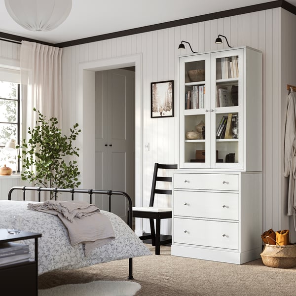HAVSTA Combi almacenaje puertas vidrio, blanco, 81x47x212 cm