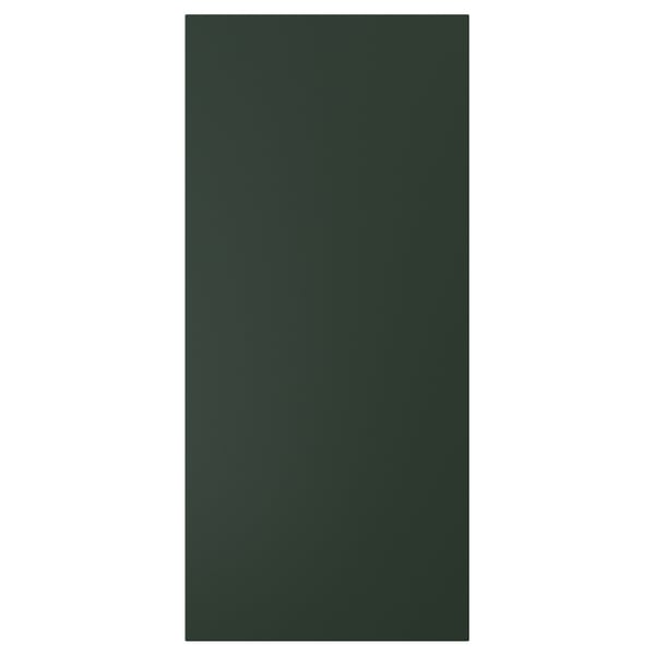 Un panel de armario de cocina HAVSTORP de color verde oscuro con una superficie lisa y rectangular.