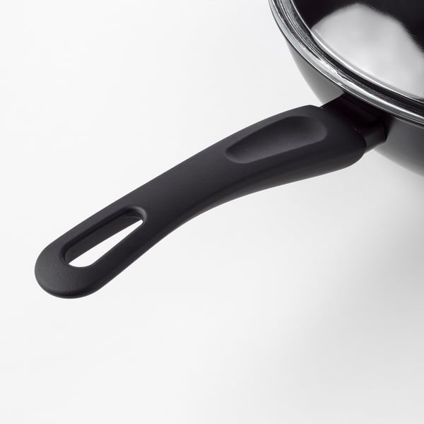 HEMLAGAD Wok con tapa, negro, 28 cm