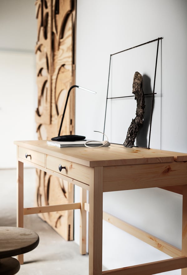 HEMNES Escritorio 2 cajones, marrón claro, 120x47 cm - IKEA