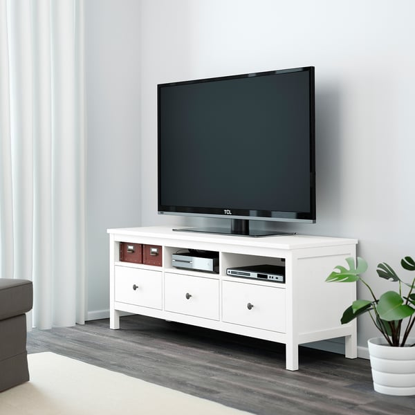 HEMNES Mueble TV, tinte blanco, 148x47x57 cm - IKEA