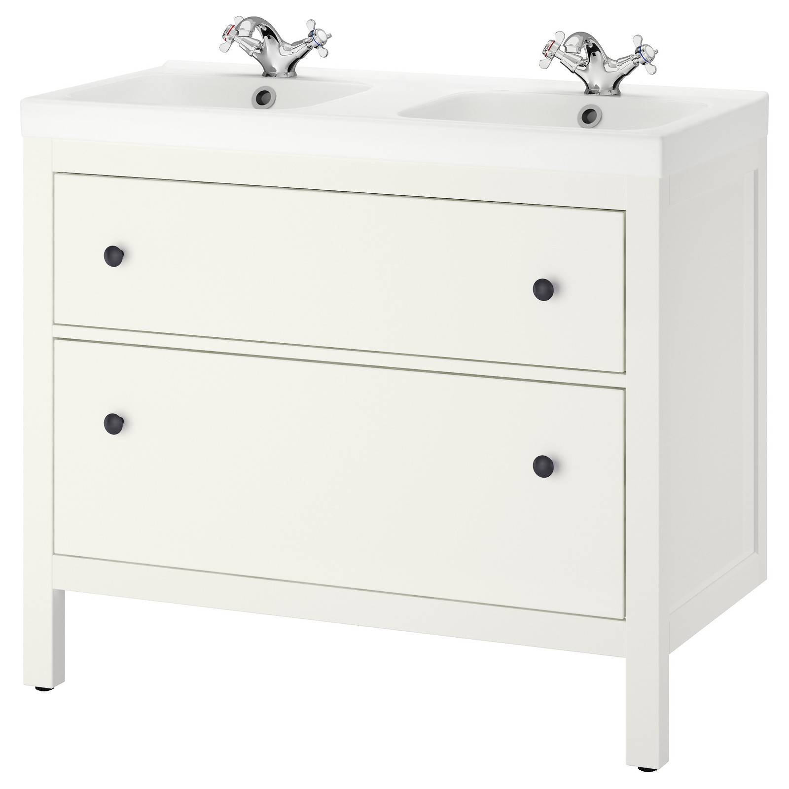 HEMNES / ODENSVIK Armario lavabo 2 cajones, blanco, Runskär grifo