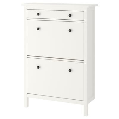 Zapatero HEMNES blanco con cuatro compartimentos, diseño elegante. Longitud: 47 caracteres