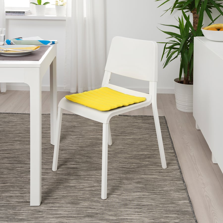HERDIS Cojín para silla, amarillo vivo, 37x37x1.8 cm - IKEA