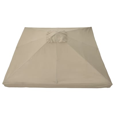 Tela de dosel beige para mirador himmelsoe, forma rectangular, pliegues de pliegues, fondo de color claro.