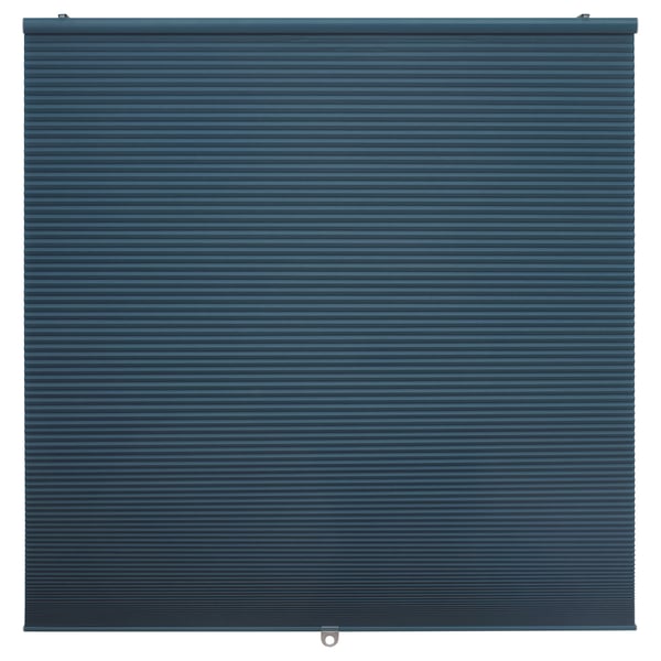 Persiana de nido de abeja verde azulado para oscurecer habitaciones HOPPVALS, poliéster reciclado, rectangular, inalámbrico, montaje en pared/techo.