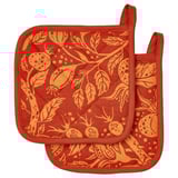 Agarraderas rojas HÖSTAGILLE, con diseños de hojas de otoño, forma cuadrada, aisladas, 100% algodón con relleno de poliéster.