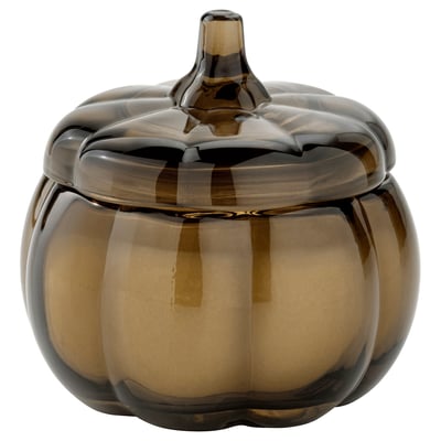 HÖSTAGILLE Vela aromática en vaso, calabaza/verde, 20 hr