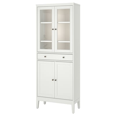 IDANÄS Armario alto puerta de vidrio cajón, blanco, 81x39x211 cm