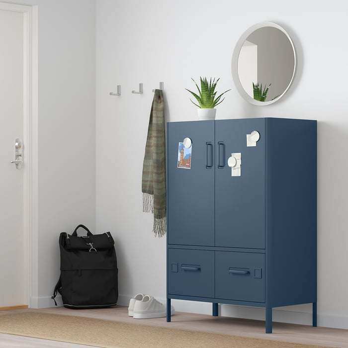 IDÅSEN Armario puertas cajones, azul, 80x47x119 cm - IKEA