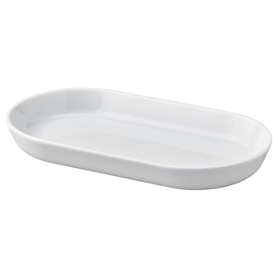 IKEA 365+ plato ovalado blanco, simple y clásico, porcelana duradera.