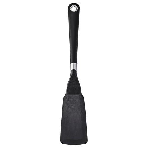 Espátula de Ikea, negra, con mango de agarre y superficie antiadherente, con la forma perfecta para voltear alimentos.