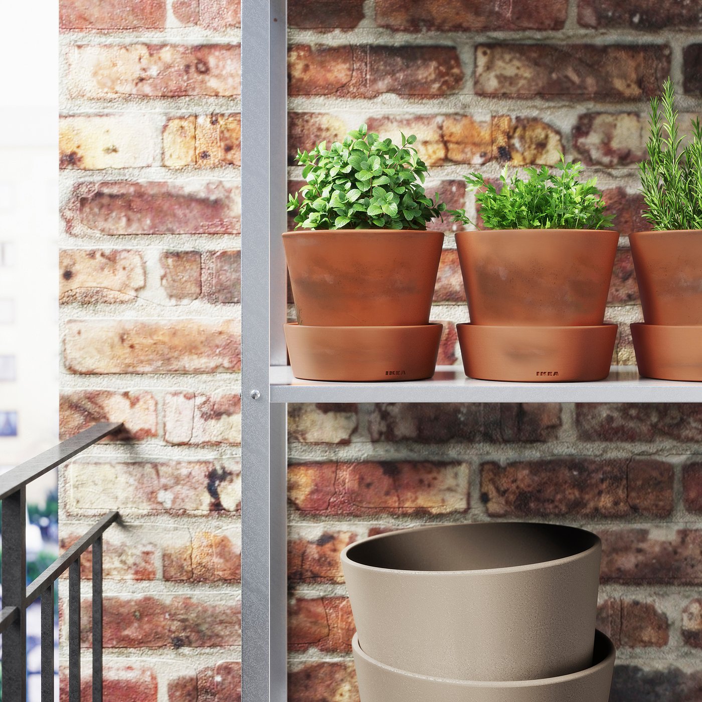 INGEFÄRA Maceta con plato, exterior int/ext, terracota, 12