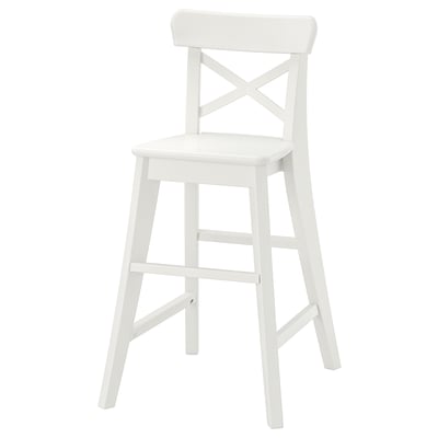 Silla junior blanca INGOLF, de madera, cuatro patas, respaldo, pintura acrílica.