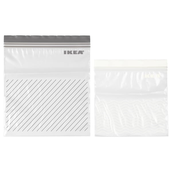 ISTAD Bolsa reutilizable cierre, gris/blanco - IKEA