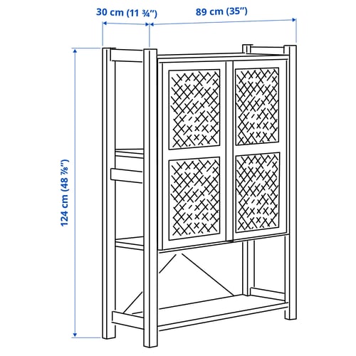 IVAR Estantería con puertas, pino, 134x30x179 cm - IKEA